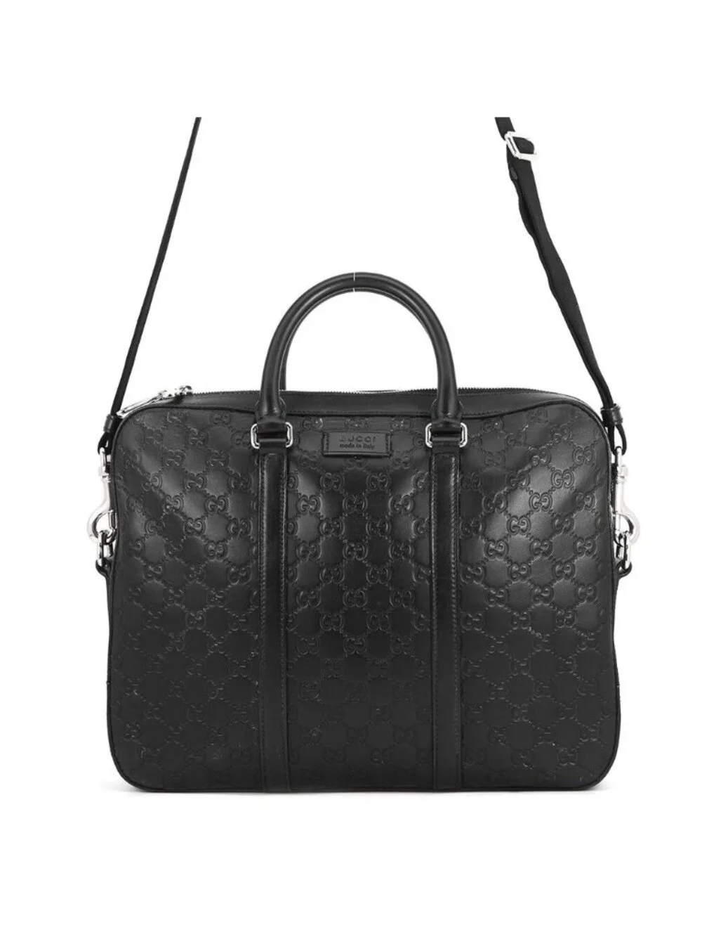 Gucci Shoulder Bag Briefcase GG Guccissima Leather Business 2-Way Black